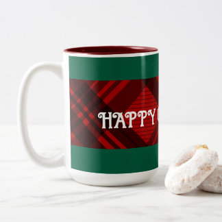 Moderne rote und schwarze Karos  Zweifarbige Tasse
