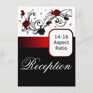 Moderne rote und schwarze Rosen Hochzeitsempfang-E Begleitkarte