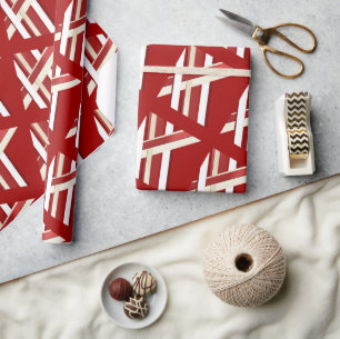 Moderne rote und weiße abstrakte geometrische Gitt Geschenkpapier