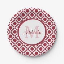 Moderne rote und weiße geometrische Monogramm und 