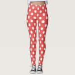 Moderne rote und weiße Polka-Punkte-Muster Leggings<br><div class="desc">Bruch mit modernen roten und weißen Polka Punkte,  Flecken,  Muster.
Modernes,  trendiges Legging.
Polka Punkte ist wieder der neue Trend.</div>