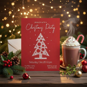 Moderne rote und weiße Weihnachtsfeier-Einladung Feiertagskarte