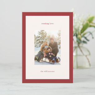 Moderne rote Valentinstag-Liebesfamilienfoto Feiertagskarte