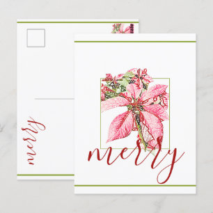 Moderne rote Vintage-Weihnachtsstern-Feiertage Postkarte