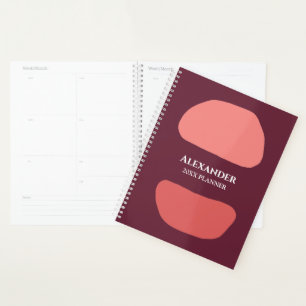 Moderne rote Wasserfarbe personalisieren Planer