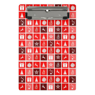 Moderne rote Weihnachts-Gitterstruktur Minimalisti Mini Klemmbrett
