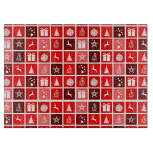 Moderne rote Weihnachts-Gitterstruktur Minimalisti Schneidebrett