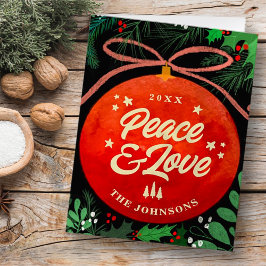 Moderne Rote Weihnachtsballen Ornament Botanisch Feiertagskarte