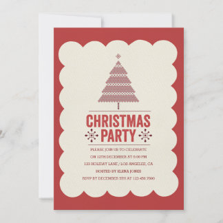 Moderne Rote Weihnachtsbaume-Party Einladung