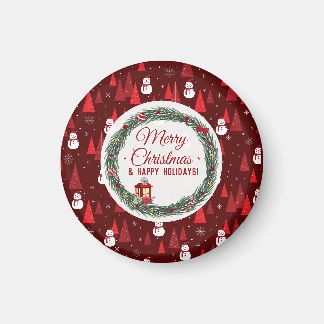 Moderne, rote Weihnachtsfeiertage Magnet (Vorne)