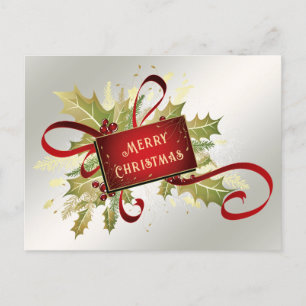 Moderne rote Weihnachtsferien Postkarte