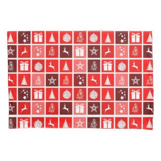 Moderne rote Weihnachtsgitterstruktur Minimalist Kissenbezug