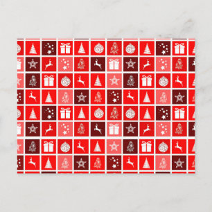 Moderne rote Weihnachtsgitterstruktur Minimalist Postkarte