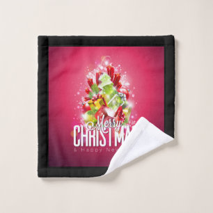 Moderne rote Weihnachtsgrafik Badhandtuch Set