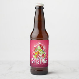 Moderne rote Weihnachtsgrafik Bierflaschenetikett