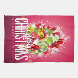 Moderne rote Weihnachtsgrafik Geschirrtuch