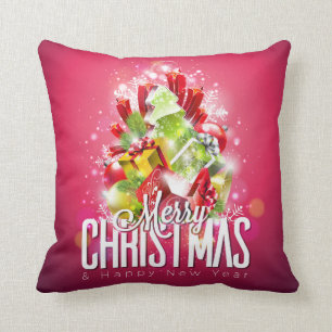 Moderne rote Weihnachtsgrafik Kissen