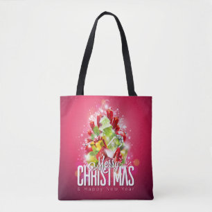Moderne rote Weihnachtsgrafik Tasche