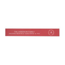 Moderne rote Weihnachtsmonogramm-Adresse