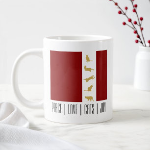 Moderne rote weiße goldene Weihnachtskatze Jumbo-Tasse