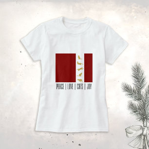 Moderne rote weiße goldene Weihnachtskatze T-Shirt
