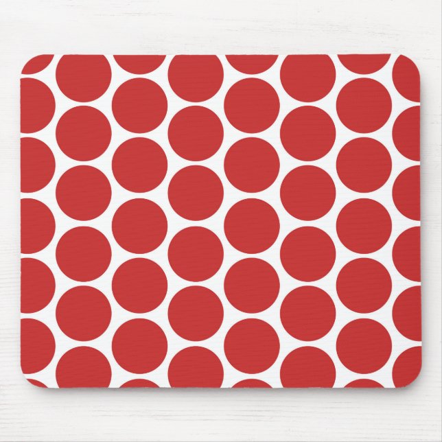 MODERNE ROTE, WEISSE POLKA-DOPPEN MOUSEPAD (Vorne)