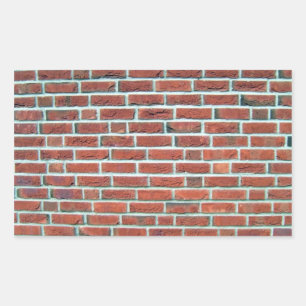 Moderne rote Ziegelmauer und weiße Linienstruktur Rechteckiger Aufkleber