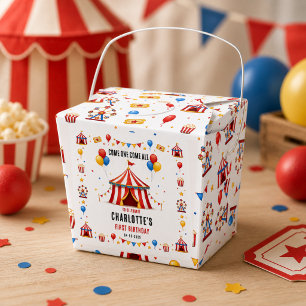 Moderne rote Zirkuskarte 1. Geburtstag Beliebige Geschenkschachtel
