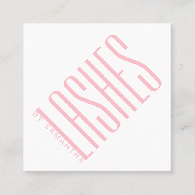 Moderne rötlich-rosa lasche dünne Typografie Quadratische Visitenkarte (Vorderseite)
