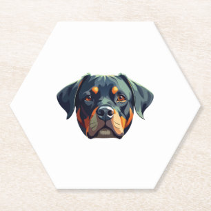 Moderne Rottweiler-Porträt � Fetter Vektor-Stil-Hu Untersetzer