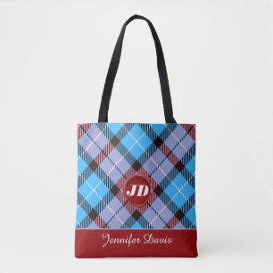 Moderne Rotwachs-Monogramm-Schriftzug Kariert Tart Tasche