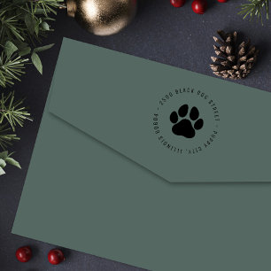 Moderne Round Pet Lover Paw Print Rücksendeadress Permastempel
