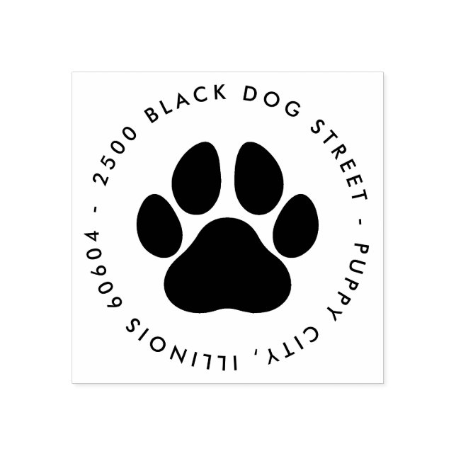 Moderne Round Pet Lover Paw Print Rücksendeadresse Gummistempel (Prägung)