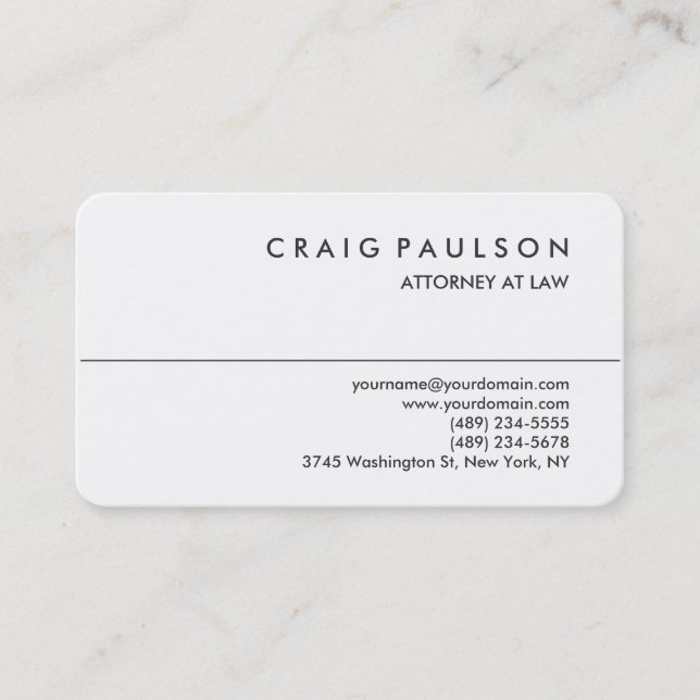 Moderne "Rounded Corner Attorney Business Card" Visitenkarte (Vorderseite)