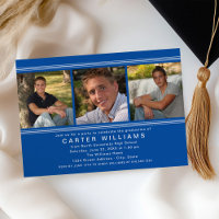 Moderne Royal Blue Foto Collage Graduation Party