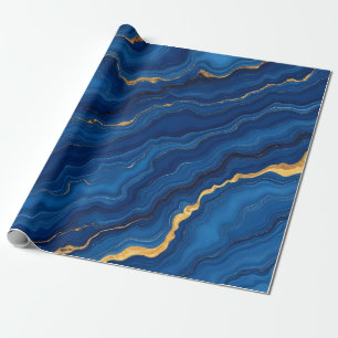 Moderne Royal Blue Gold Marble Collection Geschenkpapier