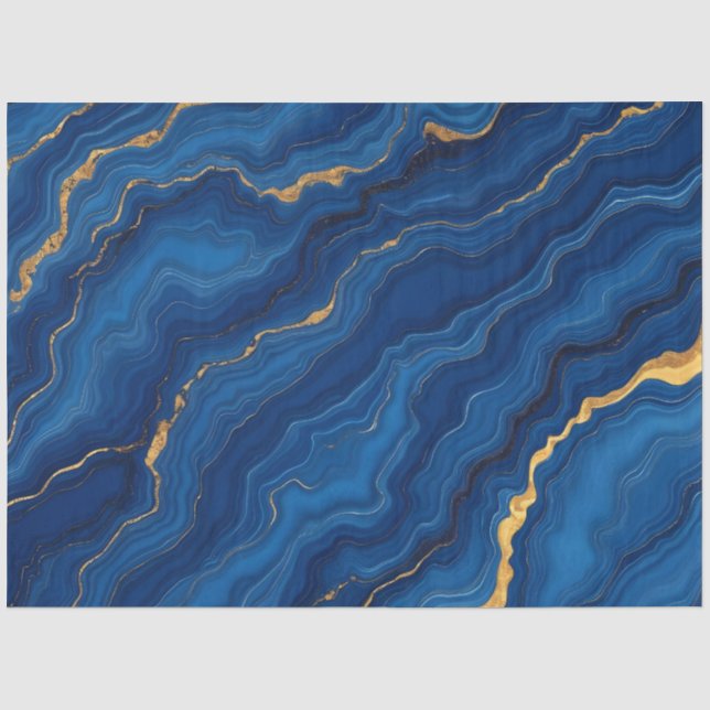 Moderne Royal Blue Gold Marble Collection Seidenpapier (Vorderseite)