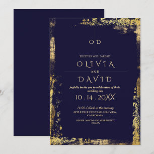 Moderne Royal Blue Gold Wedding Einladung