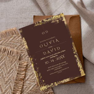 Moderne Royal Brown Gold Wedding Einladung