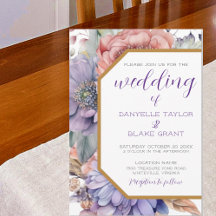 Moderne Royal Lila Floral Geometric Boho Wedding