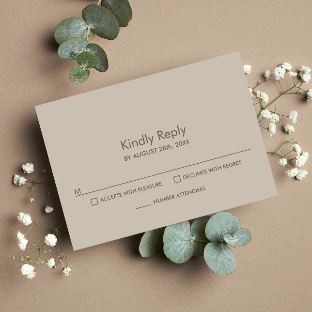 Moderne RSVP-Antwortkarte für Beige-Hochzeiten RSVP Karte (Von Creator hochgeladen)