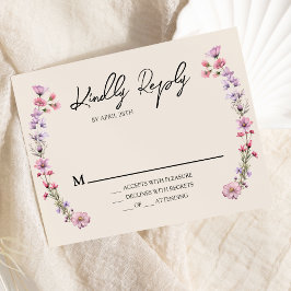 Moderne RSVP-Antwortkarte für die Wildblume Beige RSVP Karte