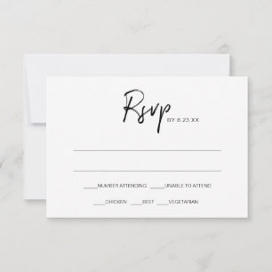 Moderne RSVP-Antwortkarte für Hochzeiten Schwarz Einladung