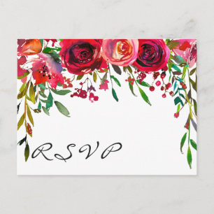Moderne RSVP-Karte für einfache Rote Rose Einladungspostkarte