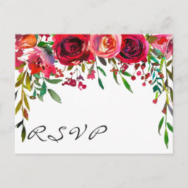 Moderne RSVP-Karte für einfache Rote Rose Einladungspostkarte