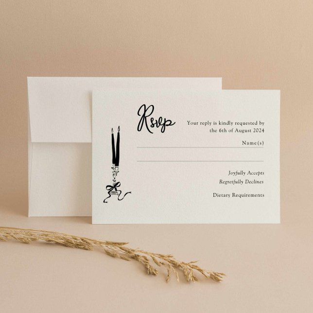 Moderne RSVP-Karte für Hochzeiten (hand drawn wedding rsvp card, modern vintage inspired response card illustrated, hand written)