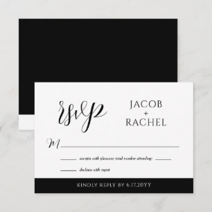 Moderne RSVP-Karte für Schwarz/Weiß-Hochzeit mit S Mitteilungskarte