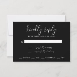 Moderne RSVP-Karte für Schwarz-Weiß-Hochzeit RSVP Karte