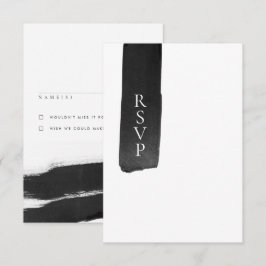 Moderne RSVP-Karte für Schwarz + Weiß Tinte Einladung
