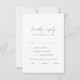Moderne RSVP-Karte für Silver Script RSVP Karte